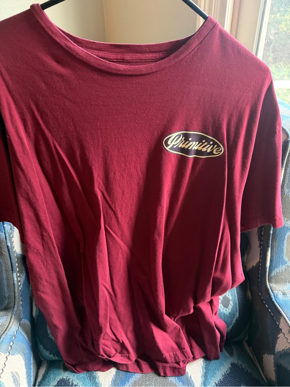 Primitive Men's Short Sleeve T-Shirt in Burgundy with Script Logo